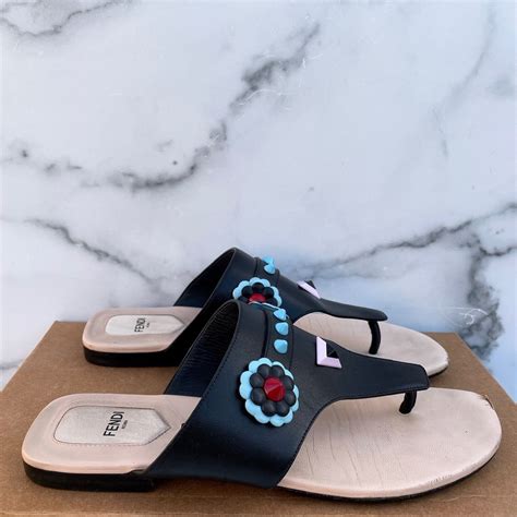 fendi flowerland thong sandal|Fendi Flowerland Flat Thong Sandal .